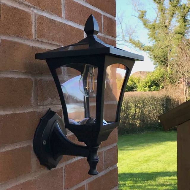 Byres LED Solar Powered Outdoor Wall Lantern - Black (34cm H X 23cm W X 23cm D)