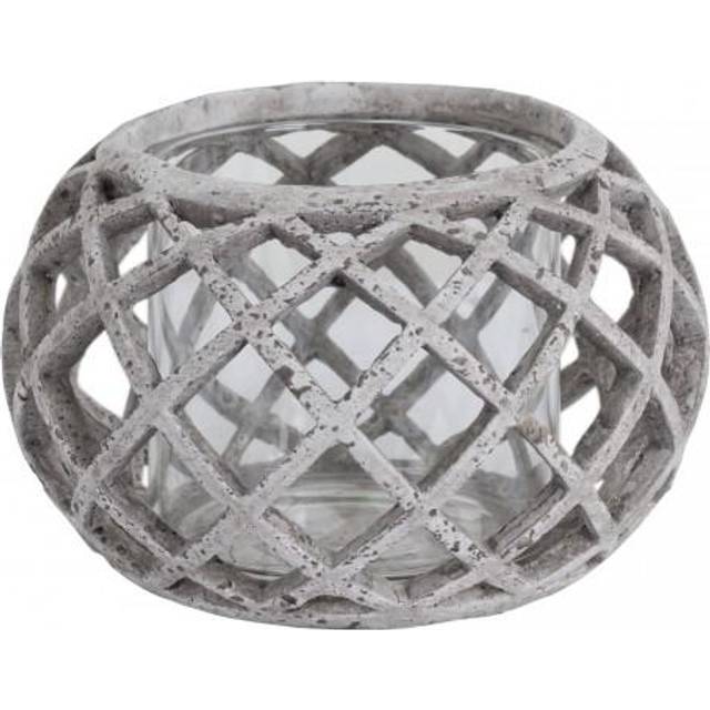 Hill Interiors Large Round Ceramic Lattice Hurricane Lantern One Size grey