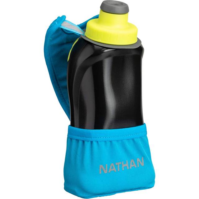 Nathan Running Handheld Quick Squeeze. No-Grip Adjustable Hand Strap. 12oz / 18oz / Insulated. Reflective Hydration Water Bottle. (12oz, Lime/Black)