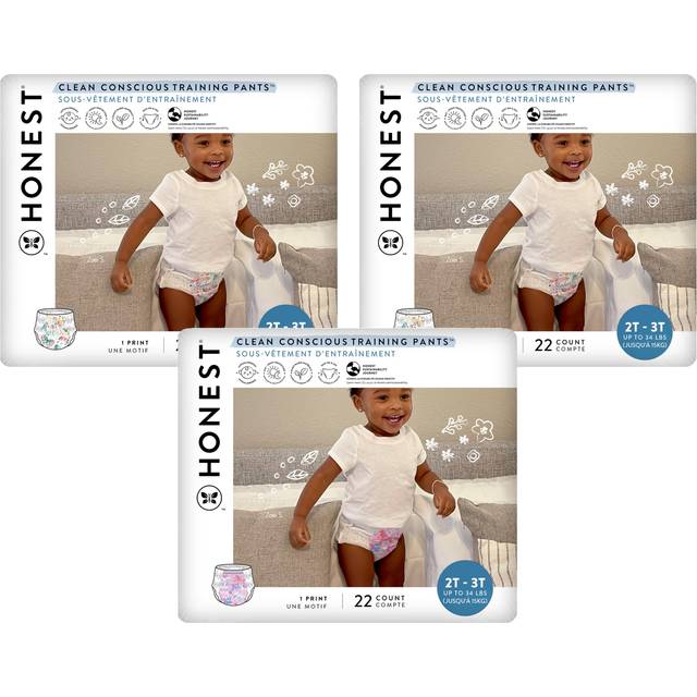 Honest Company Baby Diapers 2T3T 66 Pieces Butterfly Unicorn Pattern Additive-free (Pants Type) (~15kg) & white