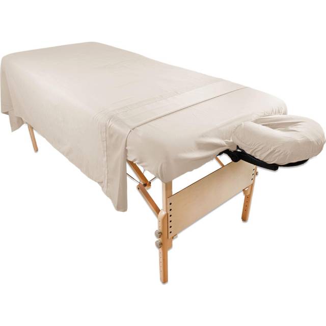 Massage Table Poly-Cotton Sheet Sets by Body Linen. - 3 Piece Set includes Flat & Flat Sheets and a Face Rest Cover. Super Soft and Durable for Profes