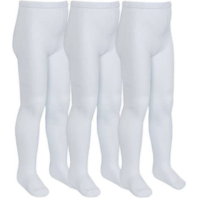 Sock Snob 3 Pair Multipack Girls Bamboo School Tights - White - 2-3Y