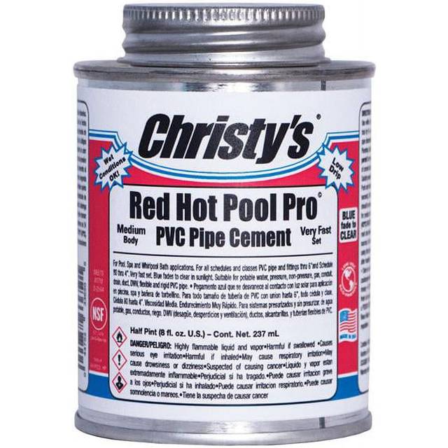T Christy  8 oz Red Hot Pool Pro Clear PVC Vinyl Adhesive, Pack of 24