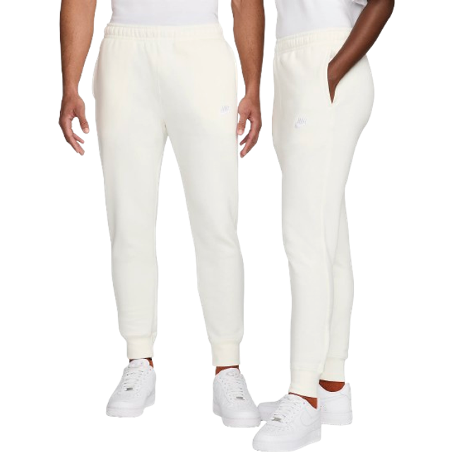Nike – Club – Elfenbensvita mjukisbyxor med mudd-Vit/a