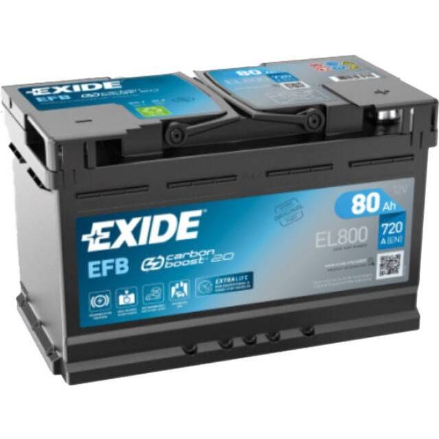 Exide EFB EL800 Start-Stop 80 Ah - Bilbatteri / Startbatteri - Toyota - Mini - VW - Opel - Nissan - BMW - Seat - Alfa romeo