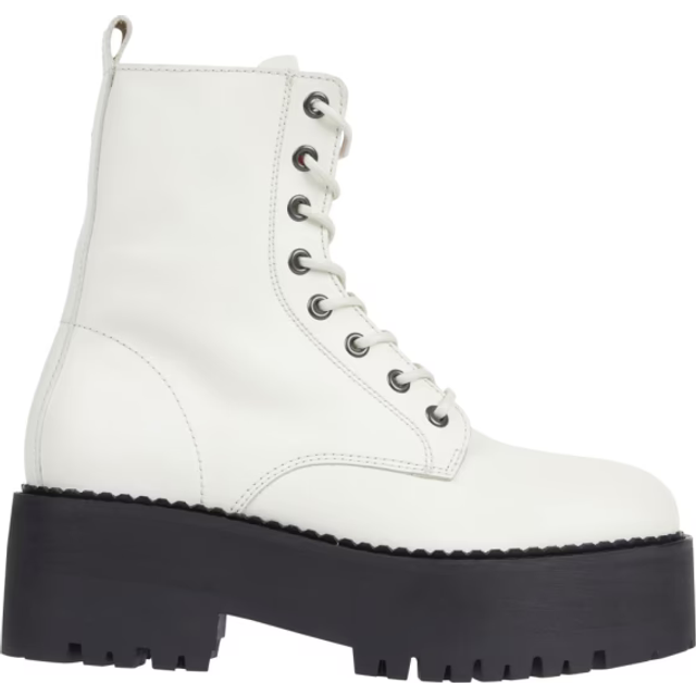 Tommy Jeans, Lace-up Boots, female, White, 6 UK, White Zip-Up Ankle Boots