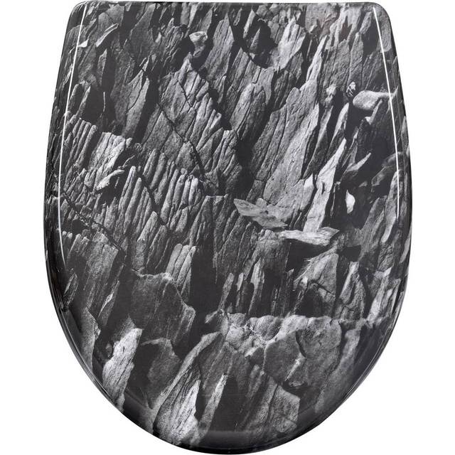 Woltu - Modern o Shape Toilet Seat Soft Closing Silent Quick Release Top Mounting Set for Easy Assembly, Rock Pattern