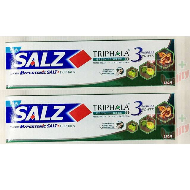 Salz Triphala Green Process Toothpaste 3 Herbal Power Hypertonic Salt 90ml.