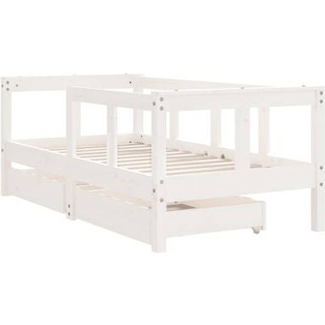 vidaXL Kids Bed Frame with Drawers White 70x140 cm Solid Wood Pine