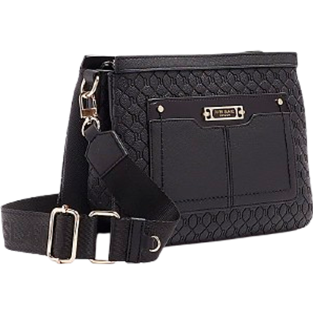 River Island Womens Black Embossed Monogram Cross Body Bag - One Size