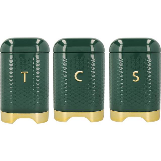 KitchenCraft Lovello 3 Piece Coffee, Tea, & Sugar Jar Set - Gold