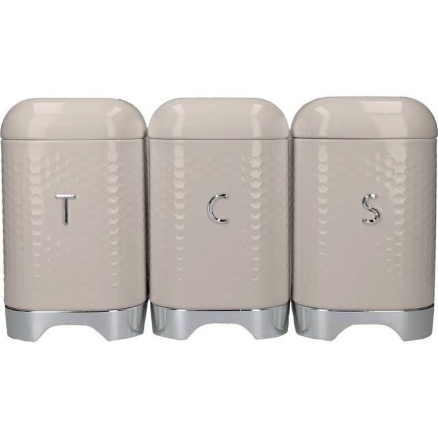 KitchenCraft Lovello 3 Piece Coffee, Tea, & Sugar Jar Set - Silver