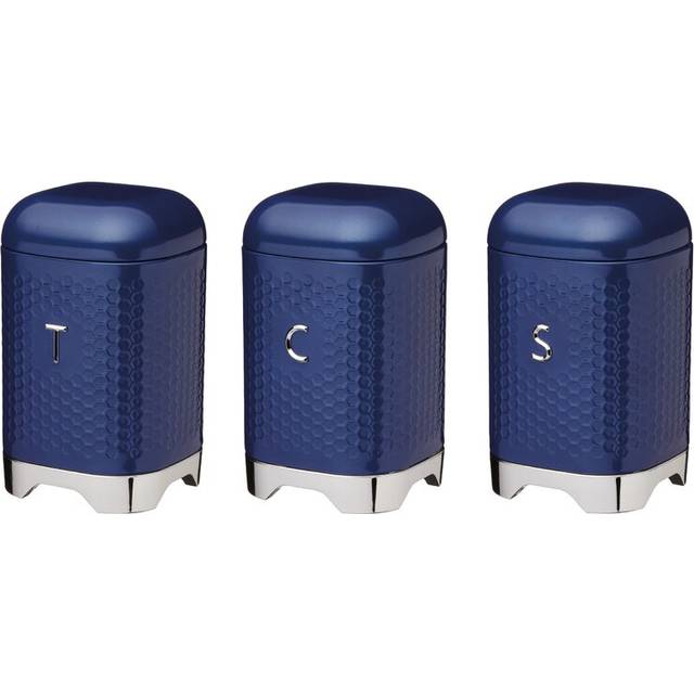 KitchenCraft Lovello 3 Piece Coffee, Tea, & Sugar Jar Set - Silver