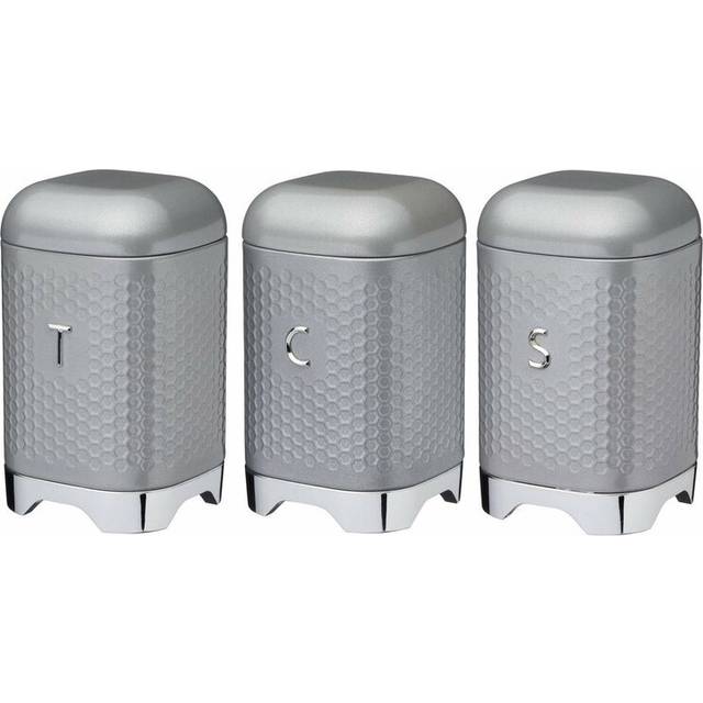 KitchenCraft Lovello 3 Piece Coffee, Tea, & Sugar Jar Set - Silver