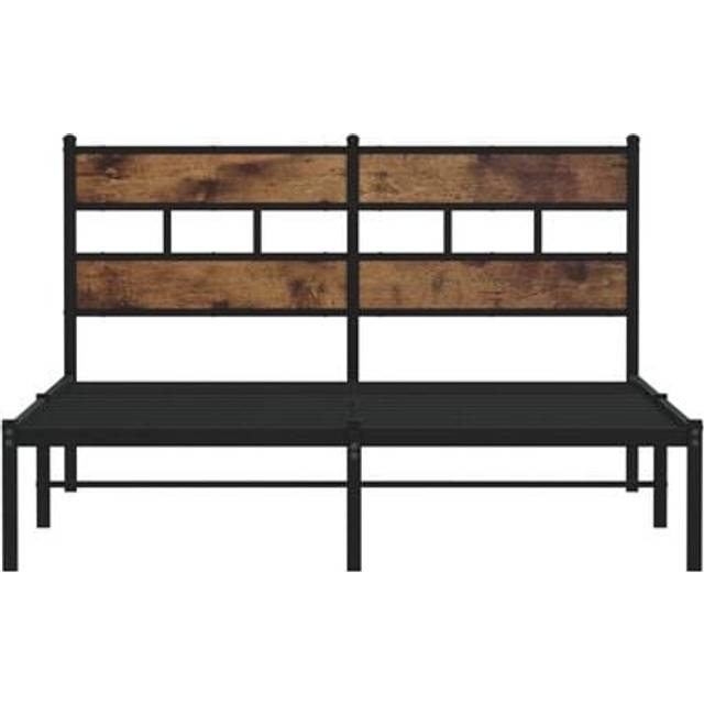 vidaXL Metal Bed Frame without Mattress Sonoma Oak 150x200 cm King Size - Brown