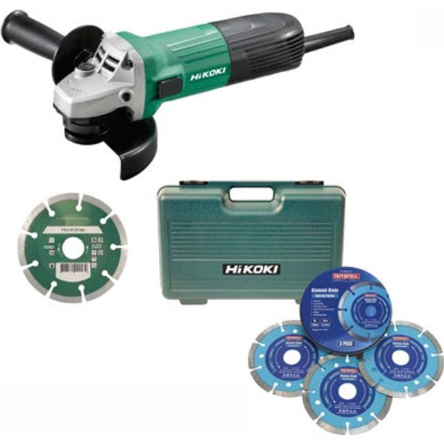 Hikoki - 115mm 4.5'' Angle Grinder Inc x4 Diamond Segmented Disc 240v G12STX/CDJ