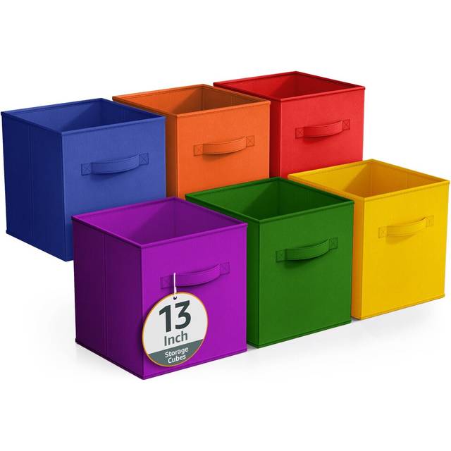 Sorbus 13 Inch Storage Bins  Sturdy Collapsible Fabric Storage Cubes with Handle  6 Foldable Baskets for Organizing Clothes  Toys  Books  Storage Bask
