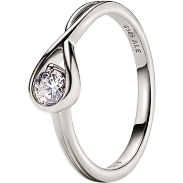 Pandora Infinite 14k White Gold Lab-grown Diamond Ring - 14k white gold / Lab-grown diamond - Sz. 51 - Clear