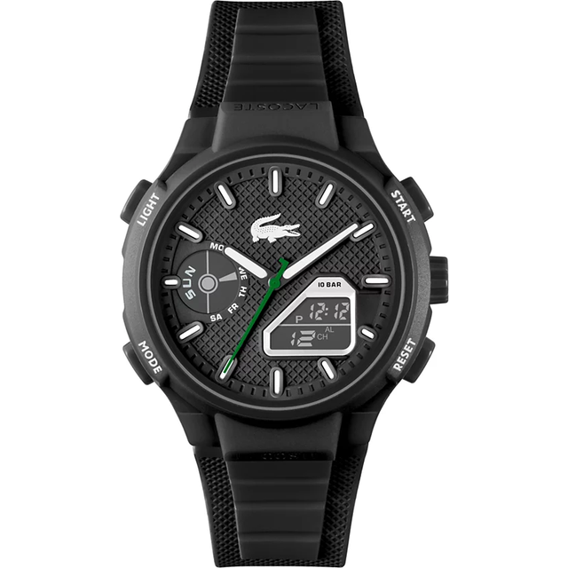 Lacoste LC33 Mens 45mm Black silicone watch, Black, Men