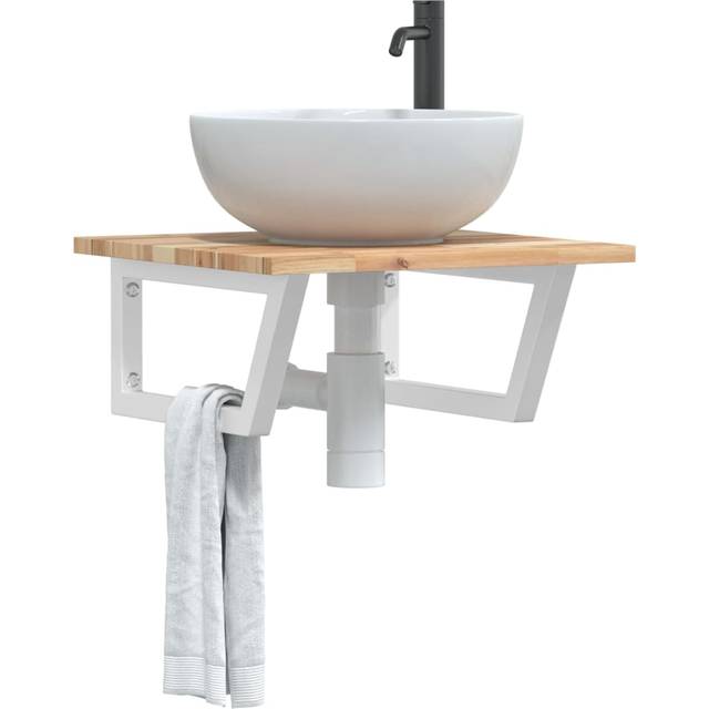 vidaXL Basin Shelf Wall Mounted Steel and Solid Wood Acacia - Brown