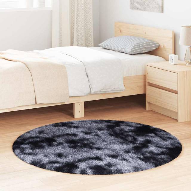 vidaXL Ryamatta med lång lugg NAVARRA mörkgrå 120x120 cm polyester