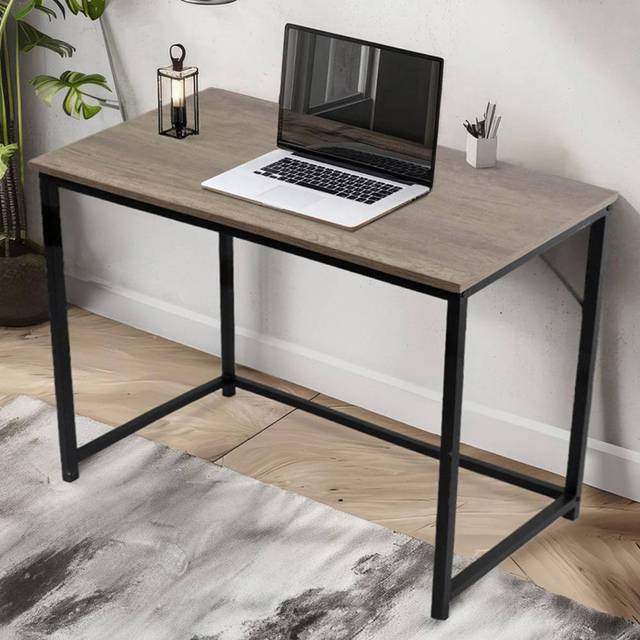 House Of Home Desk Computer Pc Laptop Home Office Work Desk 100Cm, Study Grey Rustic Style, Grey