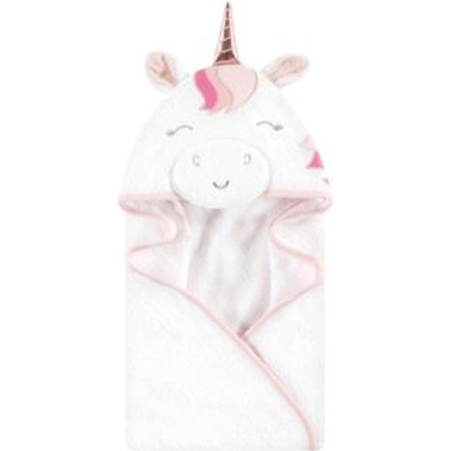 Hudson Baby Unisex Baby Cotton Animal Face Hooded Towel  Rose Unicorn  One Size
