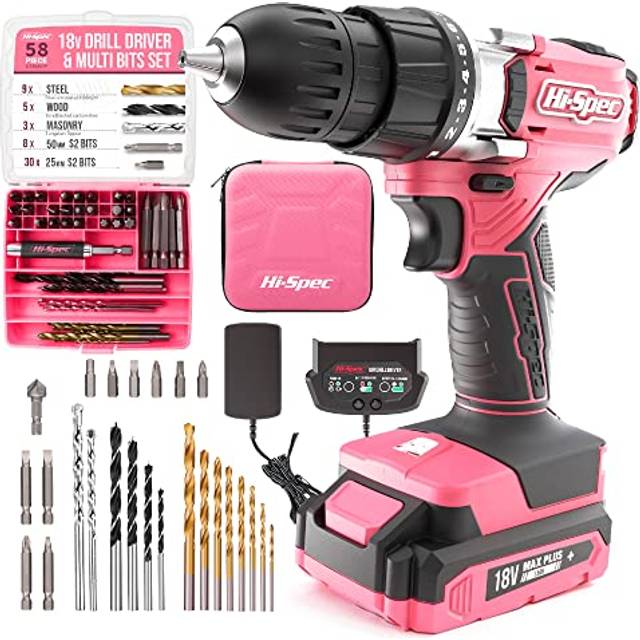 Pink cordless drill driver set 18v electric screwdriver-with battery-58 pcs kit