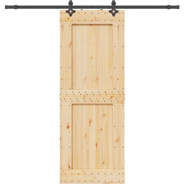 Skjutdörr med beslag 85x210 cm massiv furu