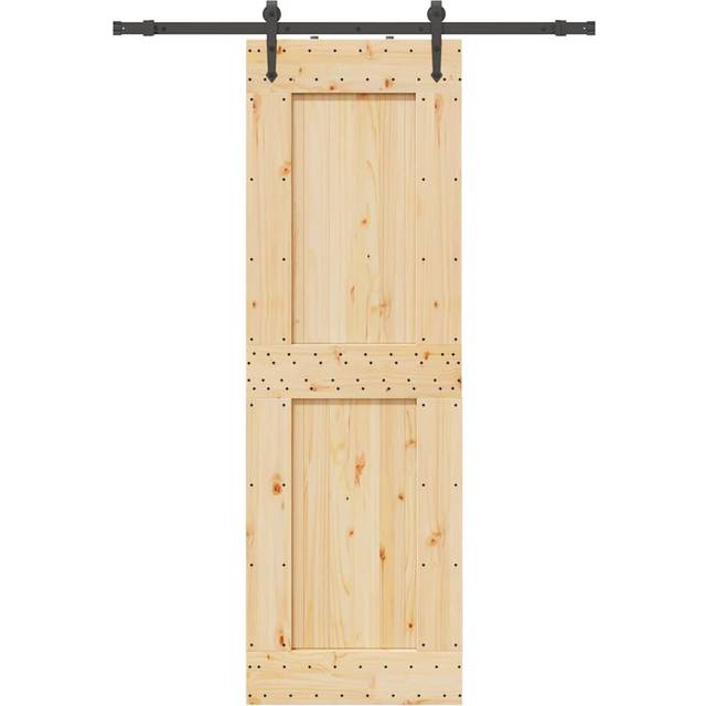 vidaXL Sliding Door with Hardware Set 70x210 cm Solid Wood Pine - Brown