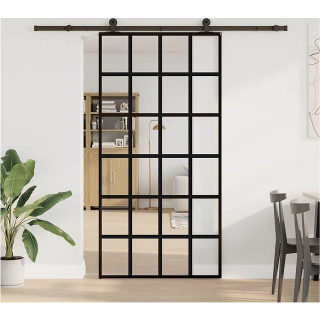 Vidaxl Sliding Door With Hardware Set 102x205 Cm Esg Glass&aluminium