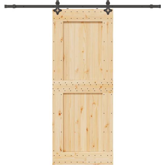 Skjutdörr med beslag 90x210 cm massiv furu