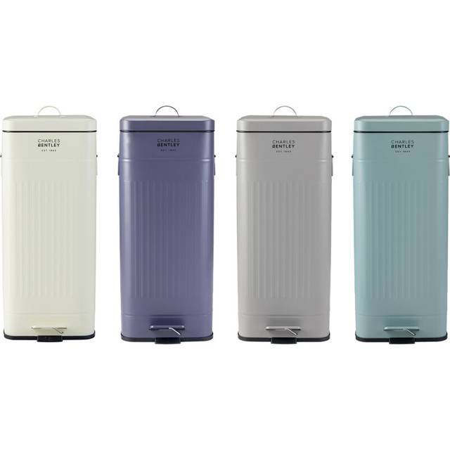Charles Bentley Retro Square Steel Dark Blue Kitchen Pedal Bin 30L - Navy Blue - 27 x 27 x 67cm