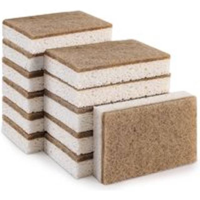 Tlily - Eco-Friendly Natural Sponges for Dishes 12 Pack - Biodegradable Kitchen Sponge with Compostable Coconut Scrubber