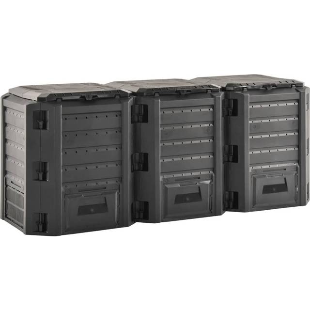 380 l Plastic Compost Bin - Black (83cm H x 135cm W x 72cm D)