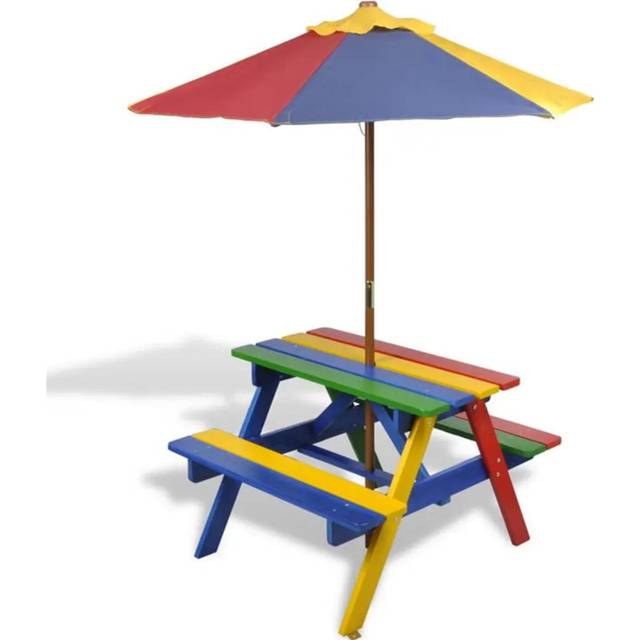 2-piece Children&#39;s Picnic Table and Bench Set - Multicolour (52cm H X 85cm L X 75cm D)
