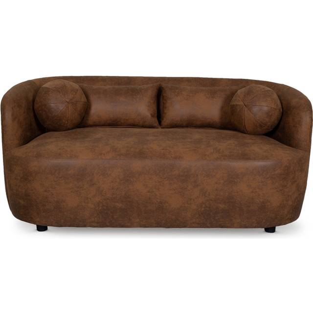 Faux Leather Suede Sofa - Brown (75cm H x 172cm W x 90cm D/2)