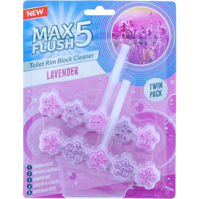 Max Flush Lavender Toilet Rim Block Cleaner (Twin Pack)