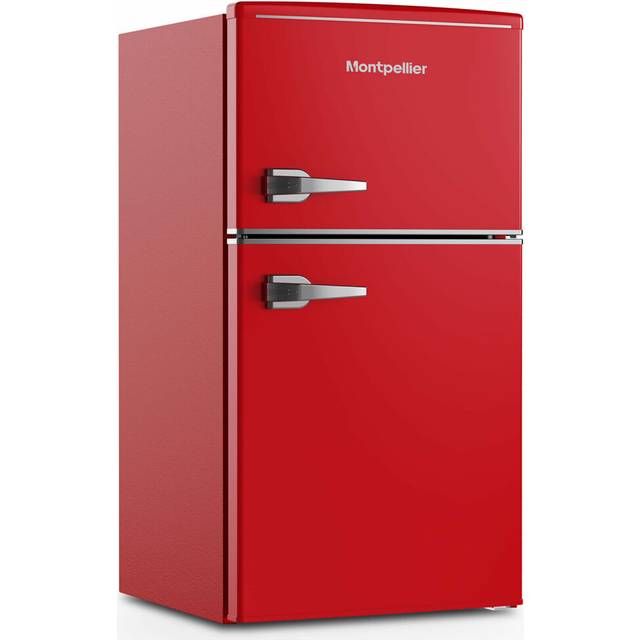 Montpellier MAB2035ER 87cm High 80 20 Fridge Freezer in Red 45cm Wide