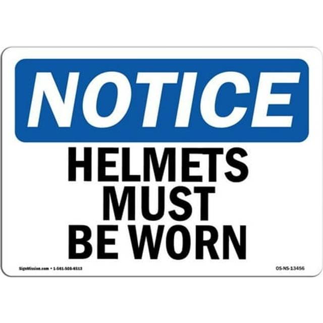 SignMission OS-NS-D-35-L-13456 OSHA Notice Sign - Helmets Must Be Worn
