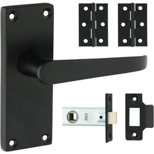TIMCO Victorian Straight Latch Door Pack Matt Black - 200952- you get 2