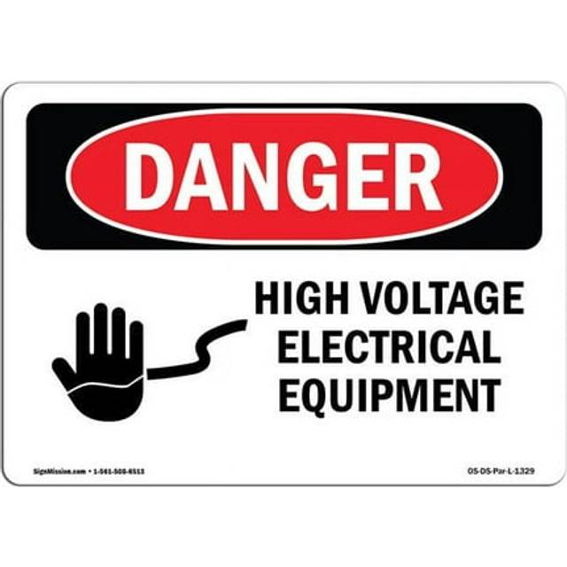 SignMission OS-DS-P-1014-L-1329 OSHA Danger Sign - High Voltage Electrical Equipment