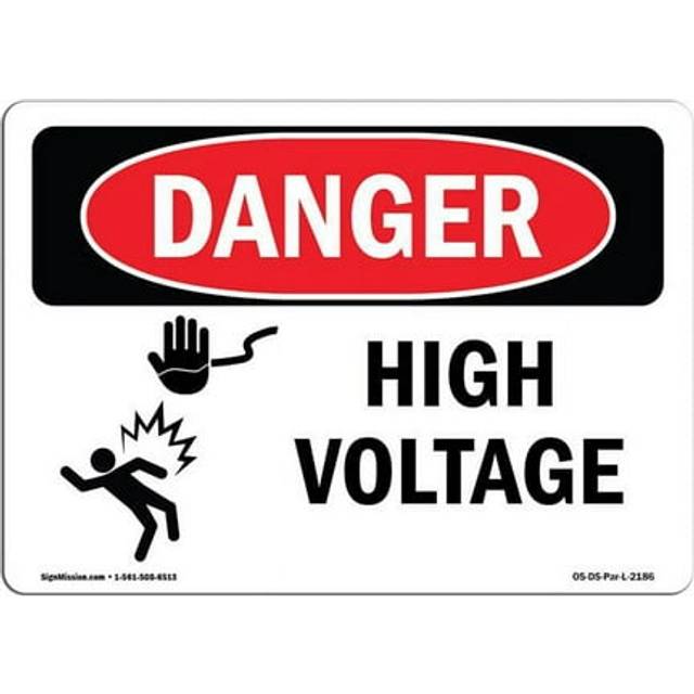 SignMission OS-DS-D-57-L-2186 OSHA Danger Sign - High Voltage