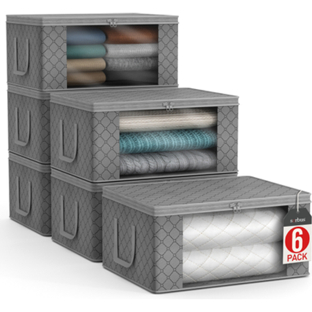 Sorbus Medium Clothes Storage Bags - Foldable Blanket Storage Bins for Organizing Bedroom  Closet  Clothing  Comforter  Organization with Clear Window