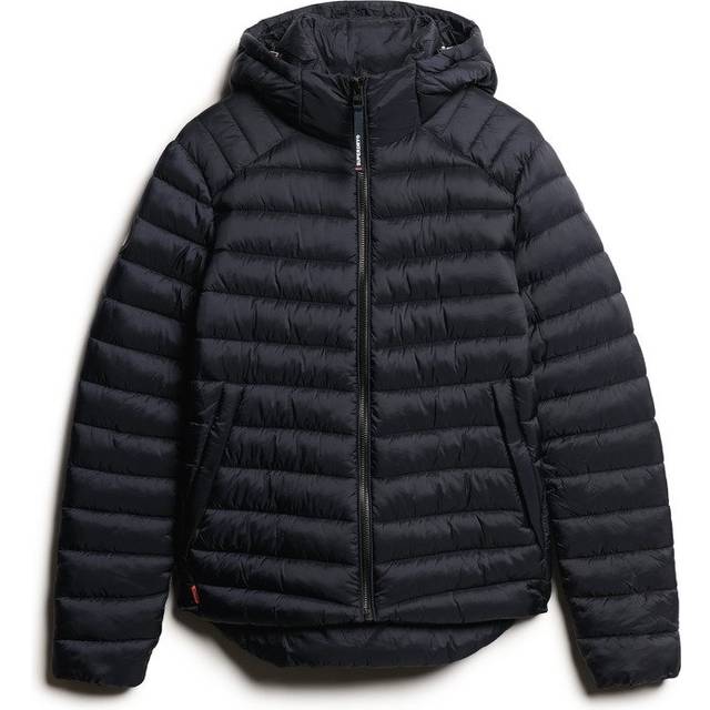 Sports Hooded Padded Jacket - Navy Blue - M