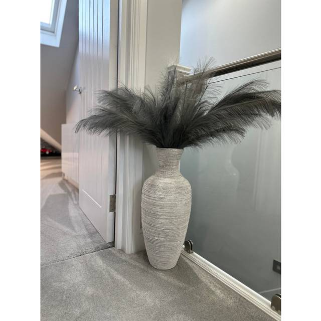 Eena Wood Floor Vase - White (60cm H X 24cm W X 24cm D)