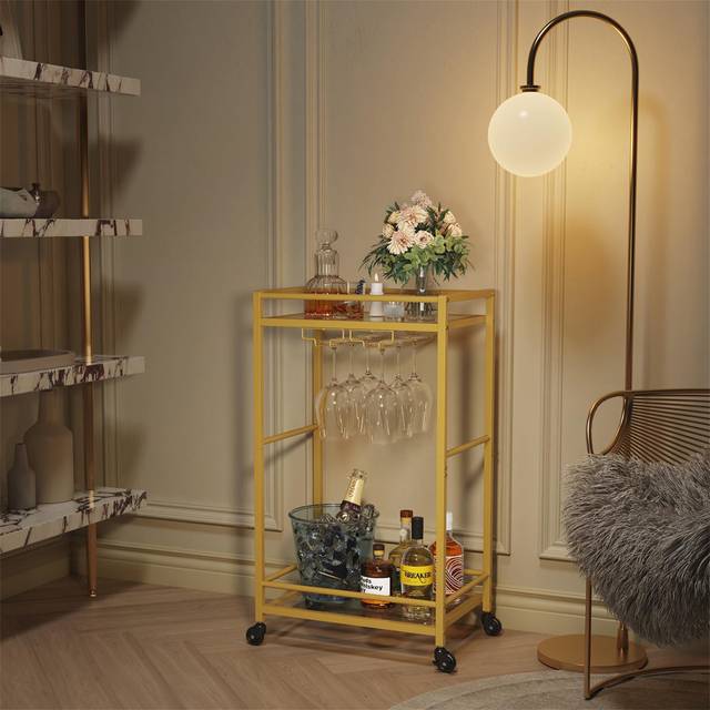 Akheelesh Metal Bar Cart - Clear (10cm W X 10cm D)