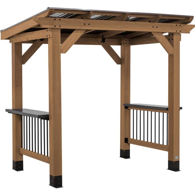 Backyard Discovery 2.3m x 1.6m Solid Wood BBQ Patio Gazebo - Black (238.05cm W X 163.07cm D X 224.33cm H)