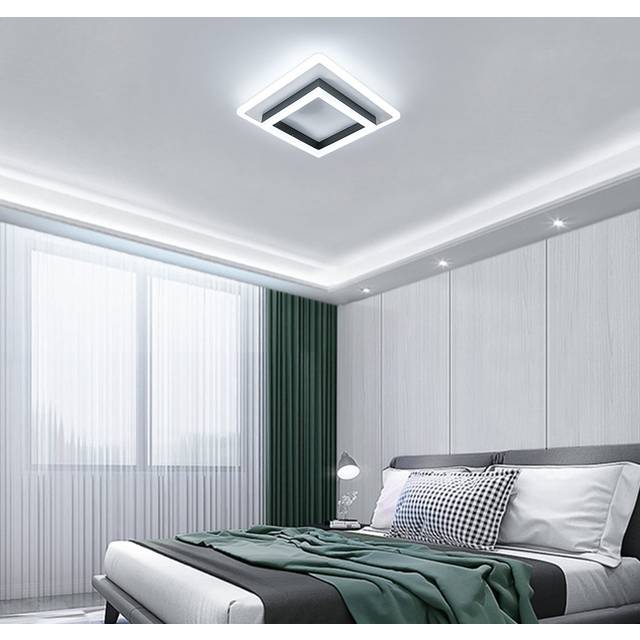 Metro Darnzell 30cm Square LED Flush Mount Ceiling Light Satin Black 7cm H X 30cm W X 30cm D