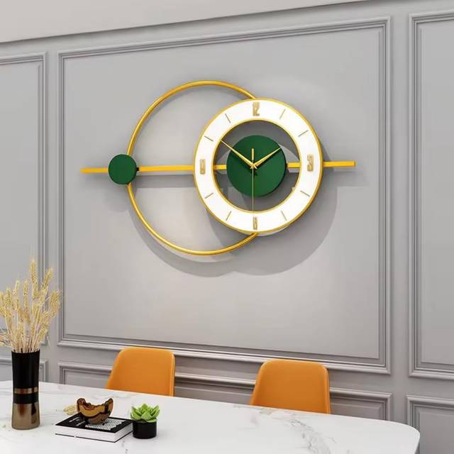 Bavisha Metal Wall Clock - White;Green;Gold (65cm W X 38cm H X 3cm D)